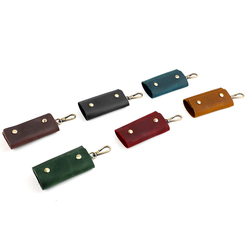 Crazy Horse Leather Car Keychain Universal Key Holder Key Ring First Layer Cowhide Key Holder Bag Crazy Horse Leather Car Keychain Universal Key Holder Key Ring First Layer Cowhide Key Holder Bag