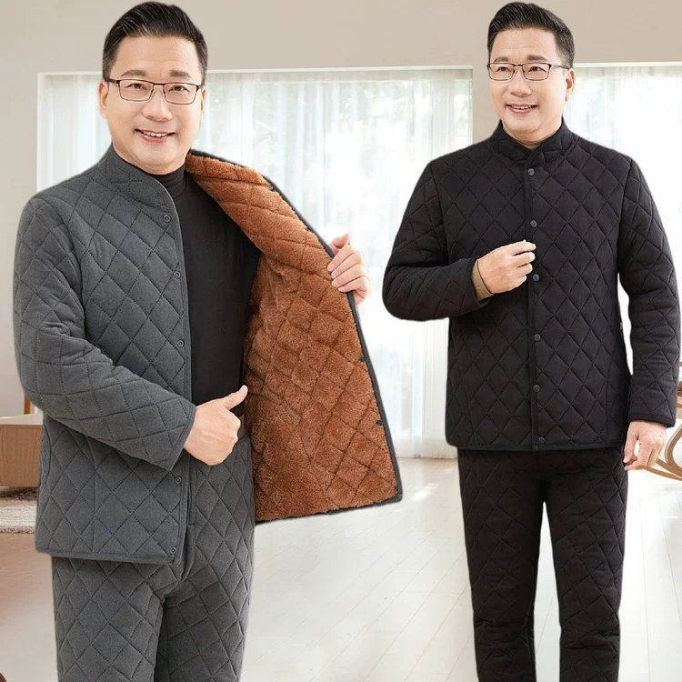 Зимняя бархатная теплая хлопчатобумажная одежда для мужчин среднего и пожилого возраста