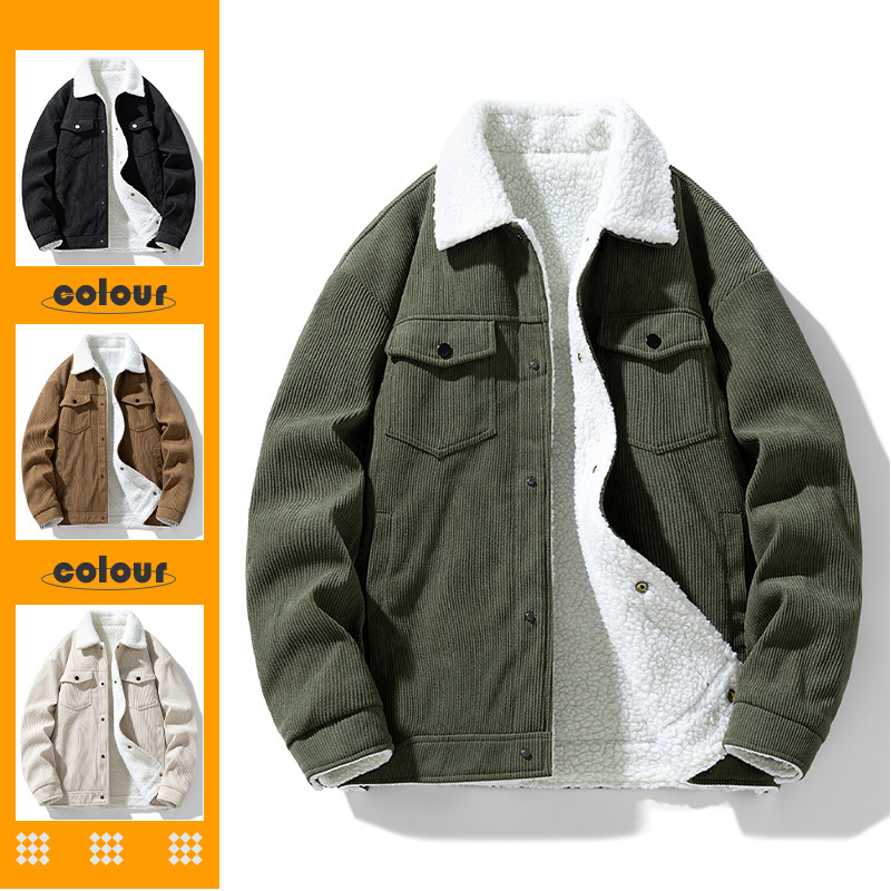 冬の新型男性のレトロなファッションブランドとベルベットの保温襟付き綿服ファッションカジュアルな綿服|undefined