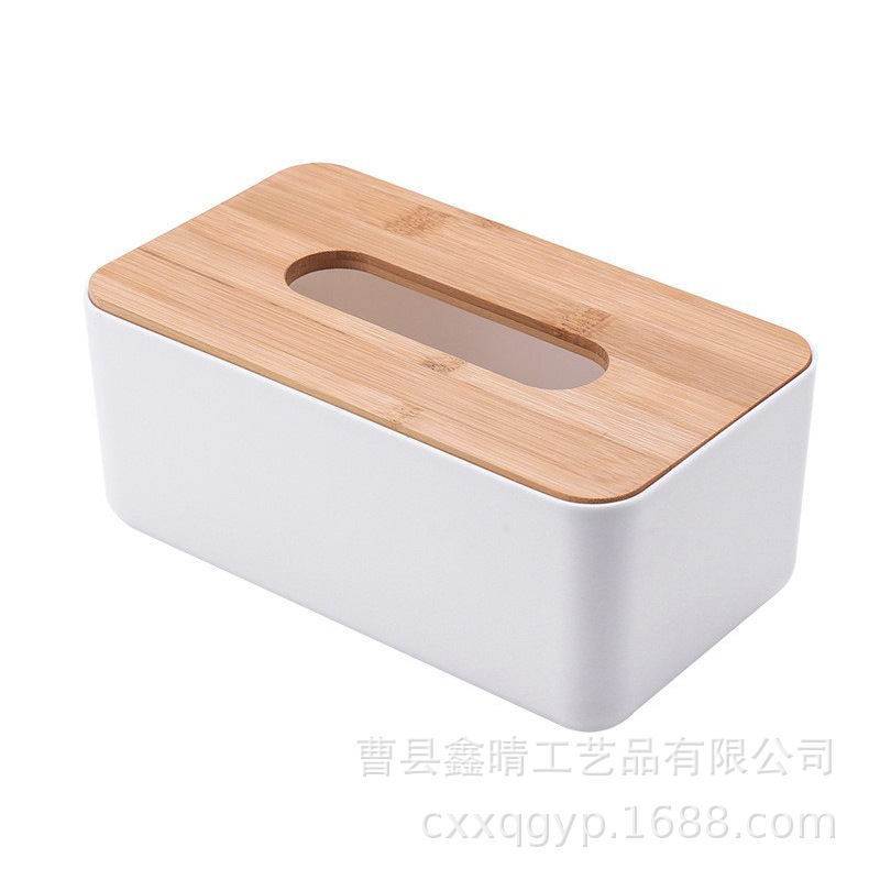 Caja de pañuelos de estilo nórdico simple cubierta de madera caja de pañuelos de madera cubierta de bambú publicidad creativa caja de servilleta de plástico cubierta de madera