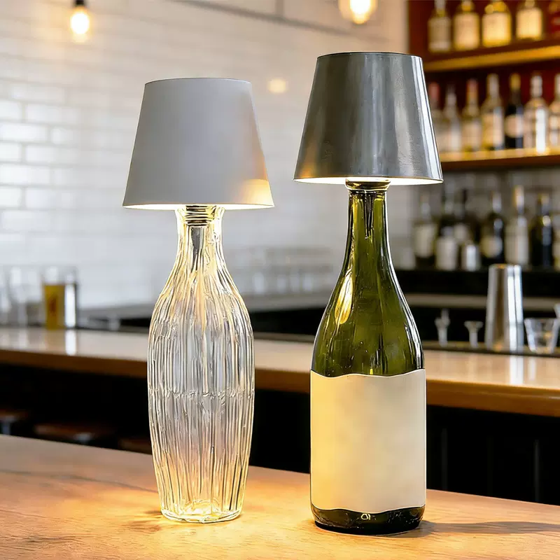 创意酒瓶氛围灯嵌入式餐厅充电台灯卧室床头小夜灯diy酒头装饰灯