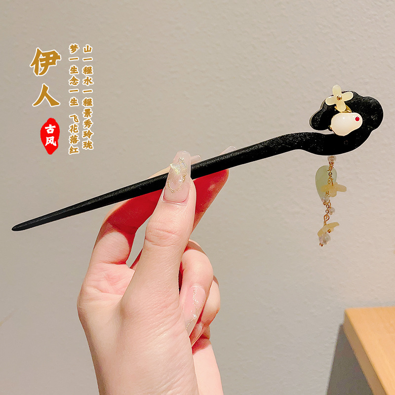 47 gotas de agua de jade verde caen horquillas de conejo (bolsas)