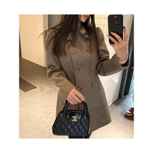 毛呢外套秋冬新款韩系高级感娃娃领加厚休闲中长款修身呢子上衣女