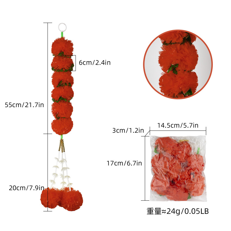 新款短款万寿菊印度婚礼装饰排灯节亡灵节屠妖节用品挂饰|undefined