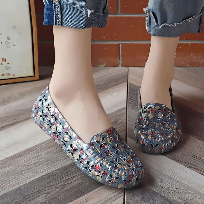 友安美印花塑料凉鞋女夏镂空透气软底防滑洞洞鞋妈妈鞋婆婆中老年