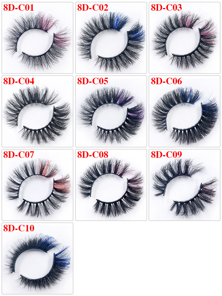 18mm Colorful Eye Tail Lengthened Mink-like False Eyelashes 8 Pairs display picture 1