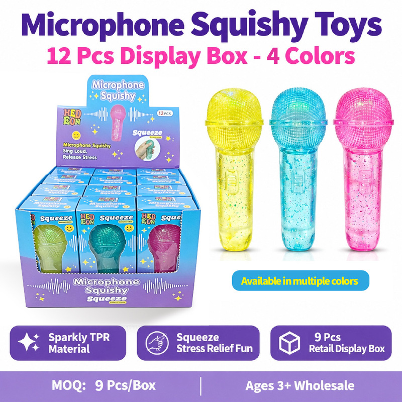 Cross-border glitter microphone squishy toy, transparent soft rubber, slow-rebound stress-relief toy, stress-relieving simulated microphone Cross-border glitter microphone squishy toy, transparent soft rubber, slow-rebound stress-relief toy, stress-relieving simulated microphone