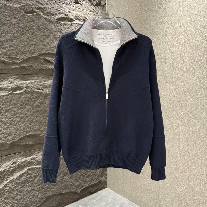 Explosiones transfronterizas europeas camisas de punto de tamaño grande suéter hombre polo camisa con la solapa cardigan chaqueta de negocios fábrica de tendencia mayorista