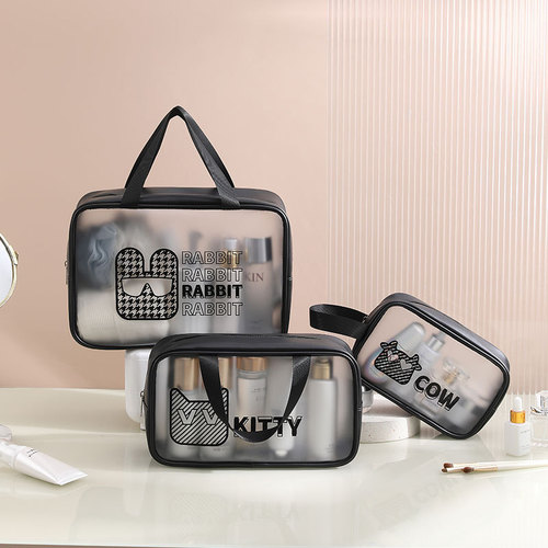 Waterproof makeup bag storage bag large capacity high beauty transparent travel toiletry bag set of three cosmetic storage bag
