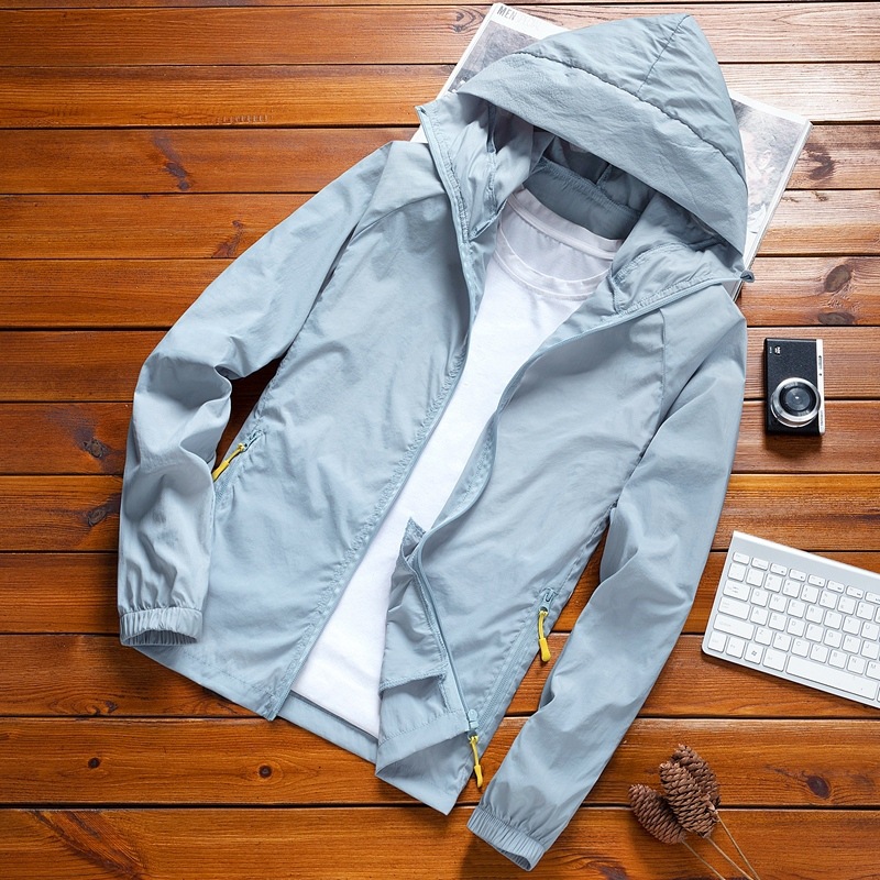 Manufacturer's Ice Silk Sun Protection Clothing for Men, Ultra-Thin Fishing and Cycling Hooded Outdoor Skin Clothing, Quick-Drying and Breathable Outerwear