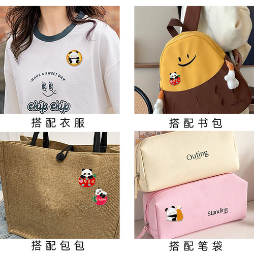 Cartoon Cute Panda Hua Hua Brooch Panda Family Collection Animal Metal Badge Children's Clothing Accessories Gift