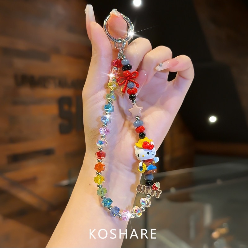 Cadena de Cristal Artificial para Teléfono Móvil y Bolso con Diseño Cartoon KT
