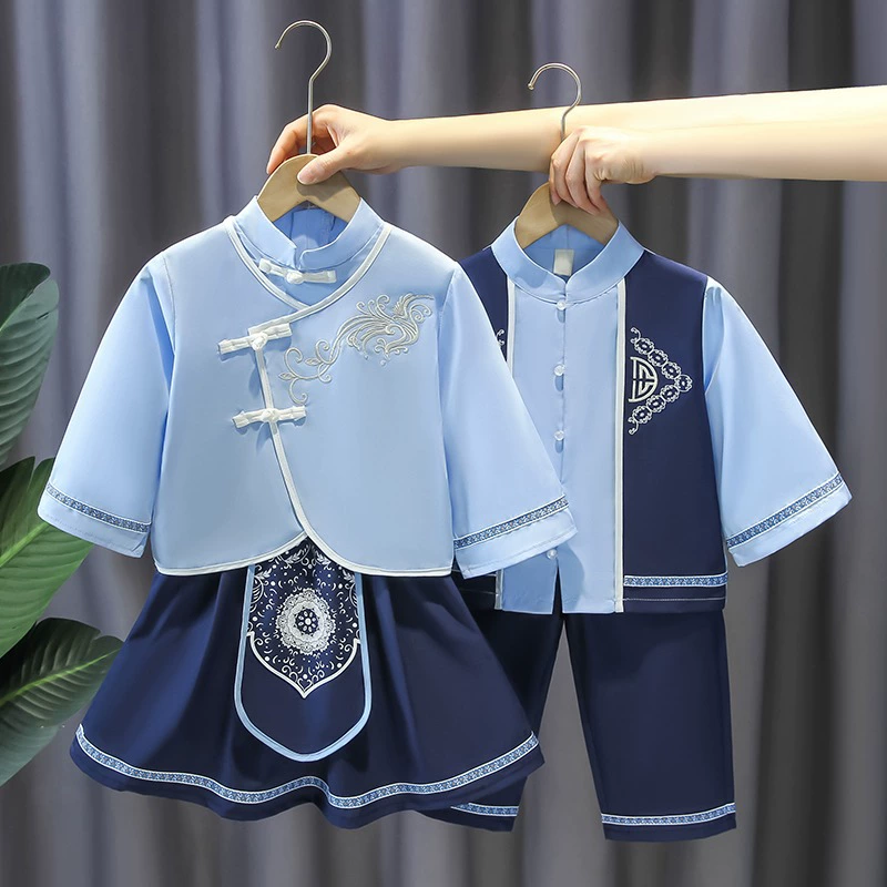 Spring Hanfu for boys, autumn fashionable set, ethnic suit, Chinese style, ethnic style
