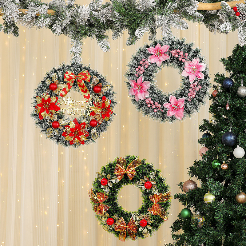 国境を越えた新しいクリスマス装飾花輪クリスマスガーランドホテルショッピングモール装飾ドア吊り松葉装飾品|undefined