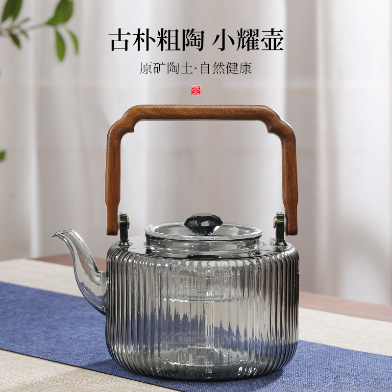Borosilicate glass teapot cooking integrated cooking dual-purpose pot explosion-proof Health pot household large capacity beam pot