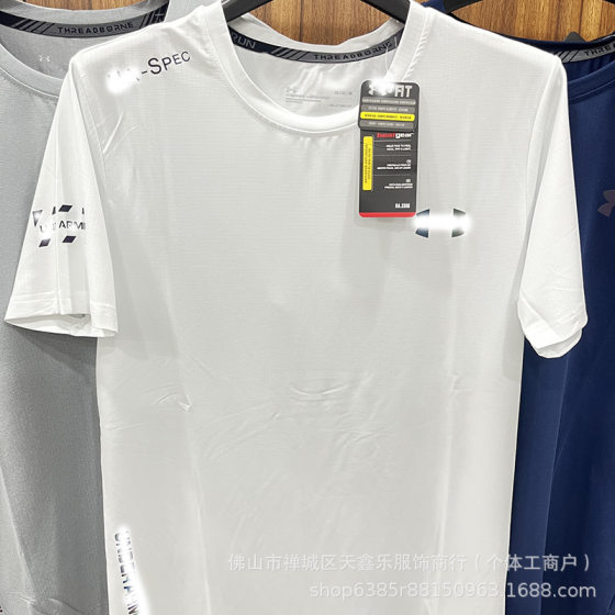 Export Short-sleeved Ice Silk Quick-drying Training Suit Round Neck Loose Sports Fitness Running Casual Men's T-shirt Thin
