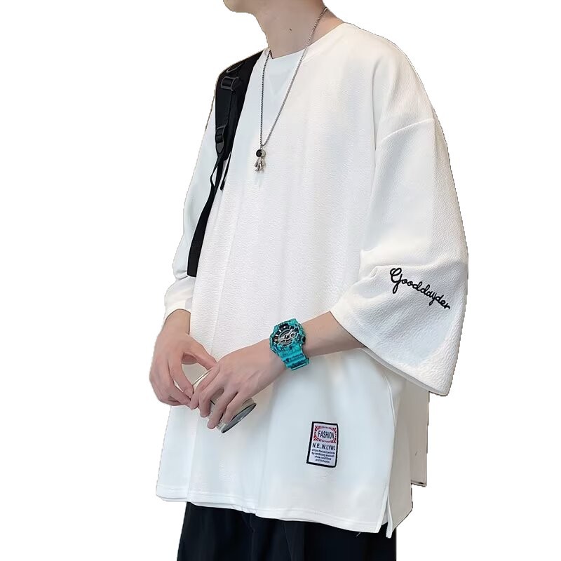 Camiseta americana de alta calle de hielo de manga de siete camisetas de tendencia de manga corta para hombres de verano estudiantes de tamaño grande suelto ropa casual superior image 6