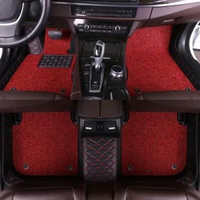 Q7 all-inclusive car mat, Modelə uyğun ayaqaltı - ordinary-double-black-red-line-black-red-silk-circle