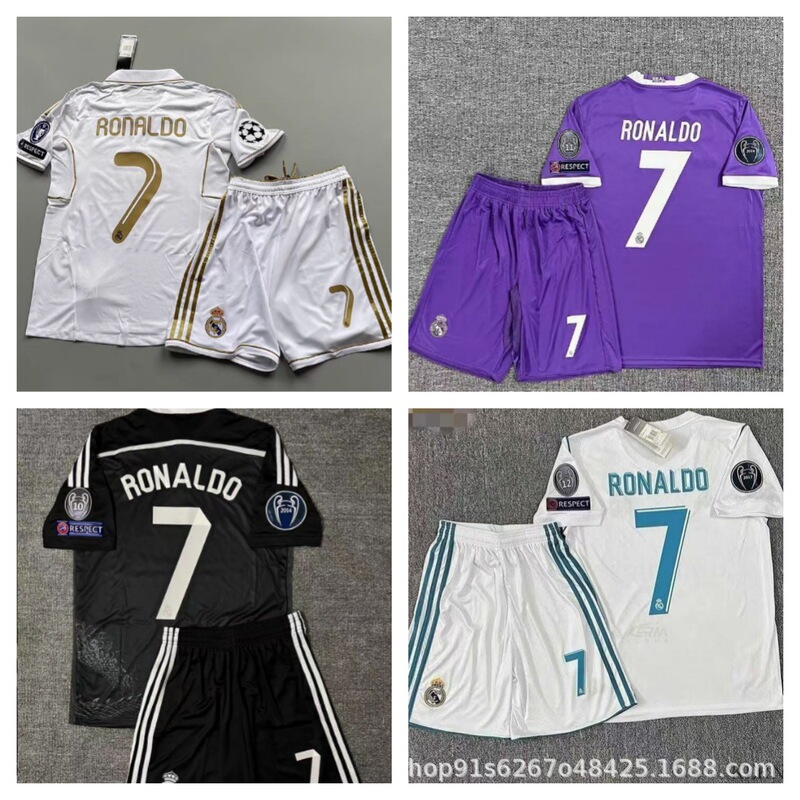 Retro suit Adult and Children 1415 Season 1617 Real Madrid No.7 Ronaldo Fans Short Sleeve T-shirt Football Uniform