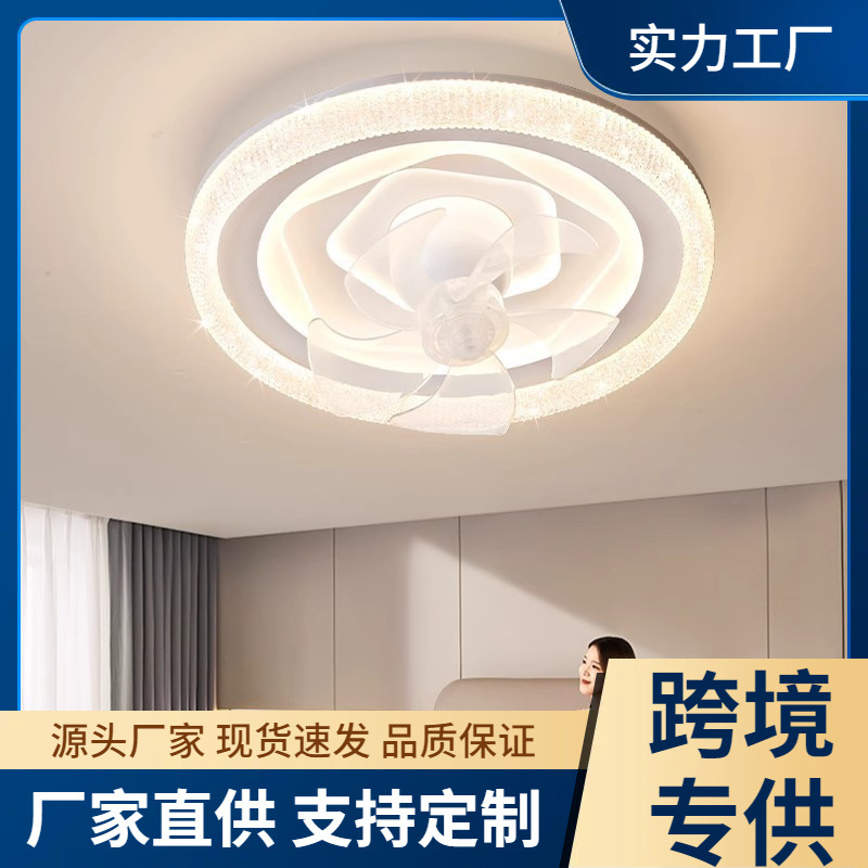 Fan Light, Bedroom Light, Ceiling Light, Oscillating Fan Light, Modern Simple Light Luxury Crystal Home Room Ceiling Fan