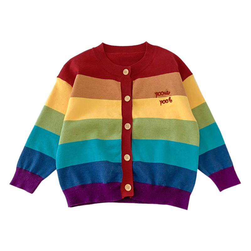 2024 Año Nuevo Arco Iris padre-hijo ropa una actividad escolar de tres familias madre-hija suéter de punto de manga larga suéter