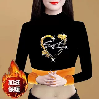 秋冬复合超柔加绒加厚打底衫保暖内衣时尚遮肚半高领中年妈妈上衣