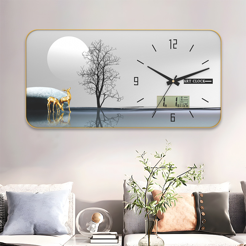 New Wall Clock Home Living Room Clock Mute Bedroom Clock Wall Hanging Non-Punch Quartz Clock Chinese Hanging Watch