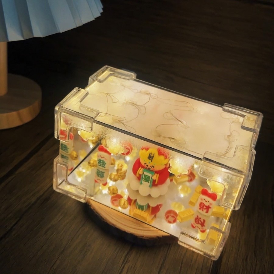 DIY lámpara de noche cubo rectangular espejo decoración hecha a mano regalo de novia iluminación LED creativa