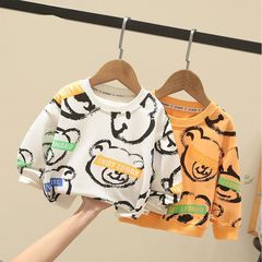 寶寶童裝男童衛衣春秋款2023新款兒童春裝一體男孩潮帥氣秋季T恤