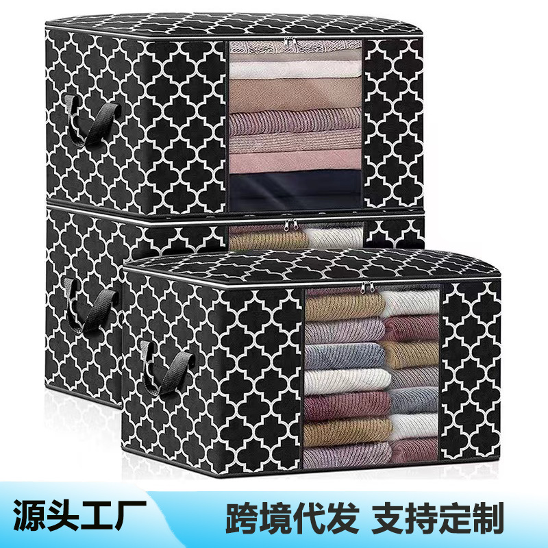 Hogar edredón bolsa de almacenamiento de gran capacidad de impresión en movimiento no tejido edredón caja de almacenamiento de ropa plegable bolsa de almacenamiento