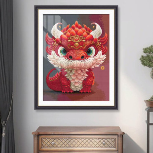 Dragon Year auspicious cross stitch 2024 New embroidery vertical version living room dining room entrance Chinese style Zodiac Chenlong handmade embroidery