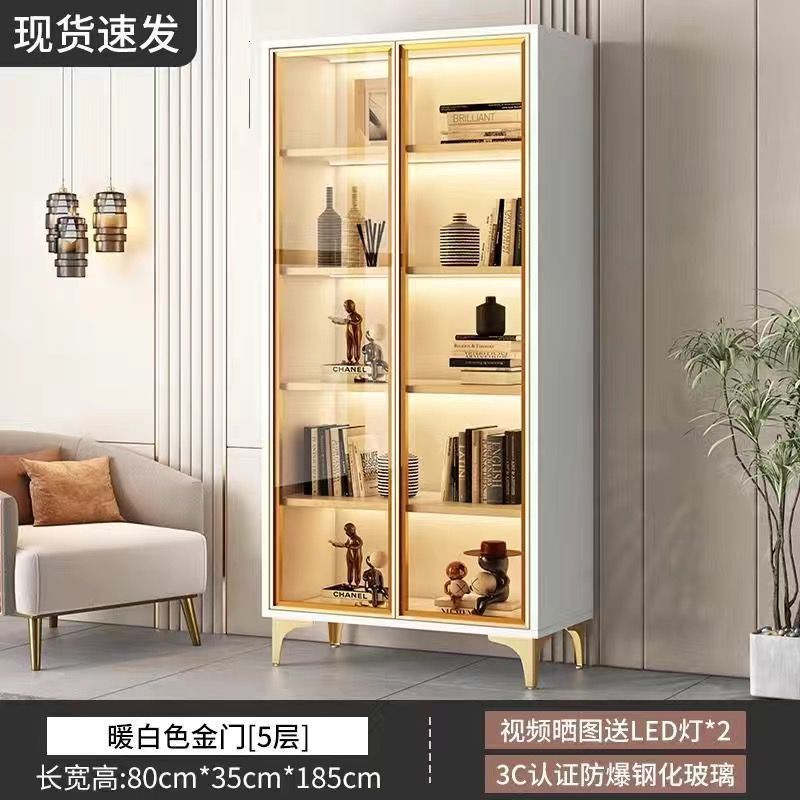 实木书柜带玻璃门客厅一体靠墙置物柜酒柜家用落地书柜展示柜|undefined