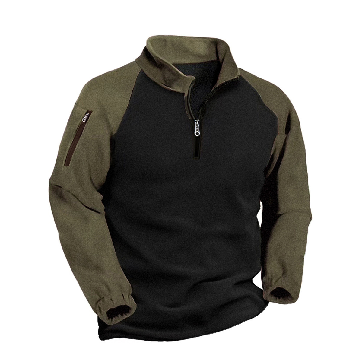 Cross-Border Tactical Fleece Jacket Men's Warm Stand-Up Collar Pullover Color-Blocked Zipper Sweatshirt Jacket Polar Fleece Autumn and Winter