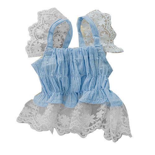 Spring and summer thin breathable dog skirt lace chiffon polka dot cute princess skirt cat feet pet clothes