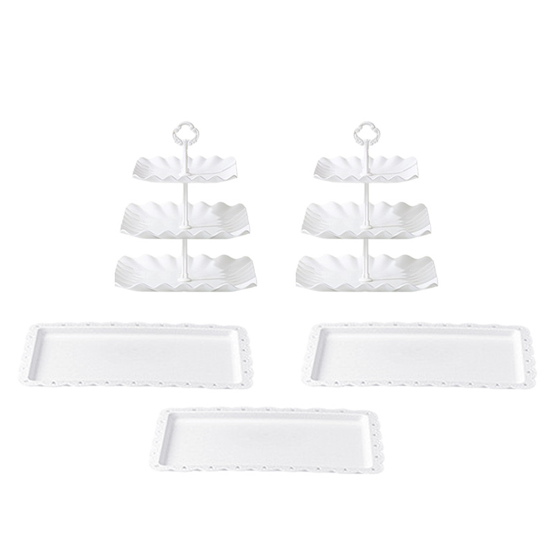 Bandeja de frutas de tres capas Bandeja de dulces de plástico de estilo europeo Sala de estar Mesa de centro para el hogar Bandeja de almacenamiento de bocadillos Marco de encendedor multicapa