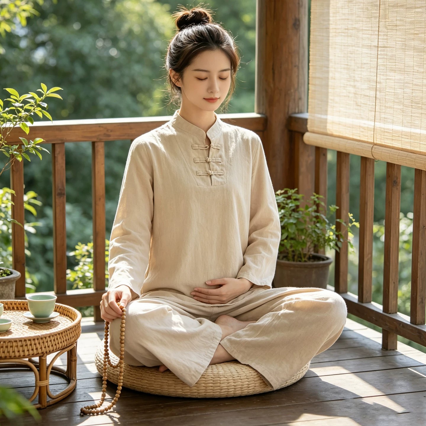 佛系禅意居士服女中式国风唐装修行禅修服女套装素衣禅服男可定LG