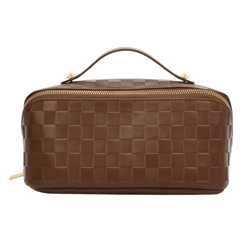 Cross-Border Accordion-Style Makeup Bag, Pu Leather, Large Capacity, High Aesthetic Value, Portable Toiletry Bag, Cosmetics Storage Bag, Vanity Bag