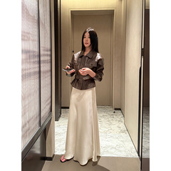 FOX ROOM 光泽感气质半身裙 2025秋季新款千金名媛风A字长裙Y131