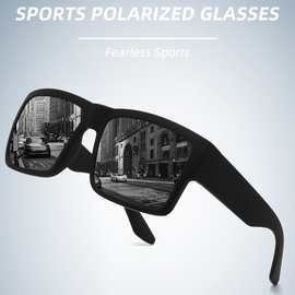 新款百搭运动偏光太阳镜欧美方框时尚墨镜户外防紫外线骑行眼镜