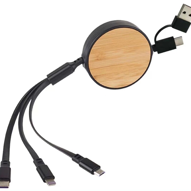 Foreign trade new 100w 2-tow 3 usb to typec multifunctional applicable apple telescopic 5-in -1 data cable 6a