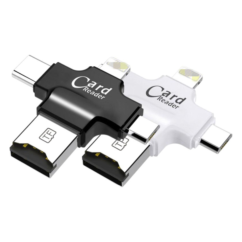 Lector de Tarjetas Cuatro en Uno al por Mayor, Compatible con Teléfonos Móviles Apple, Android, Huawei OTG, Tarjeta de Memoria, Material Metálico