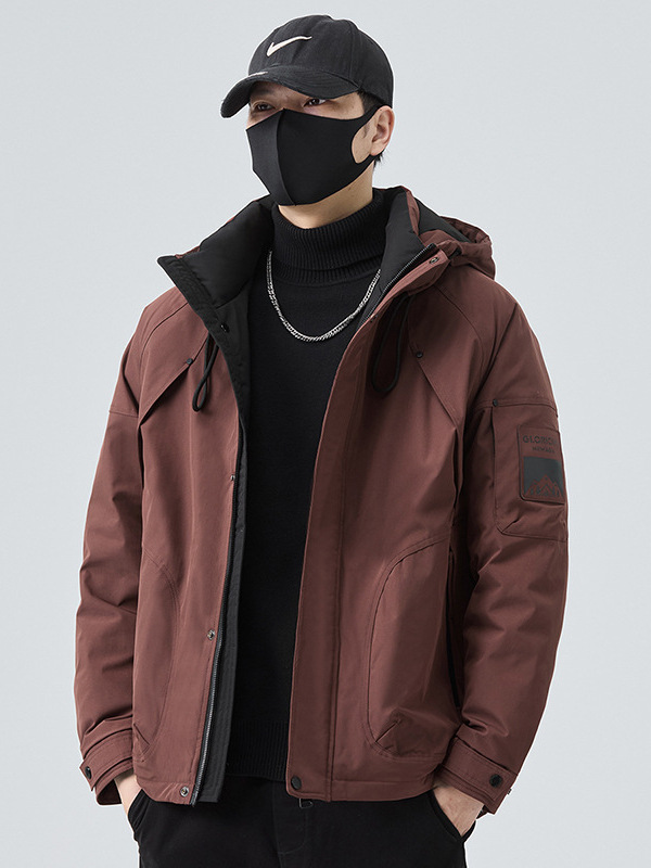 New national standard 50 velvet men's down jacket 2024 winter thick warm loose men's hooded duck down jacket