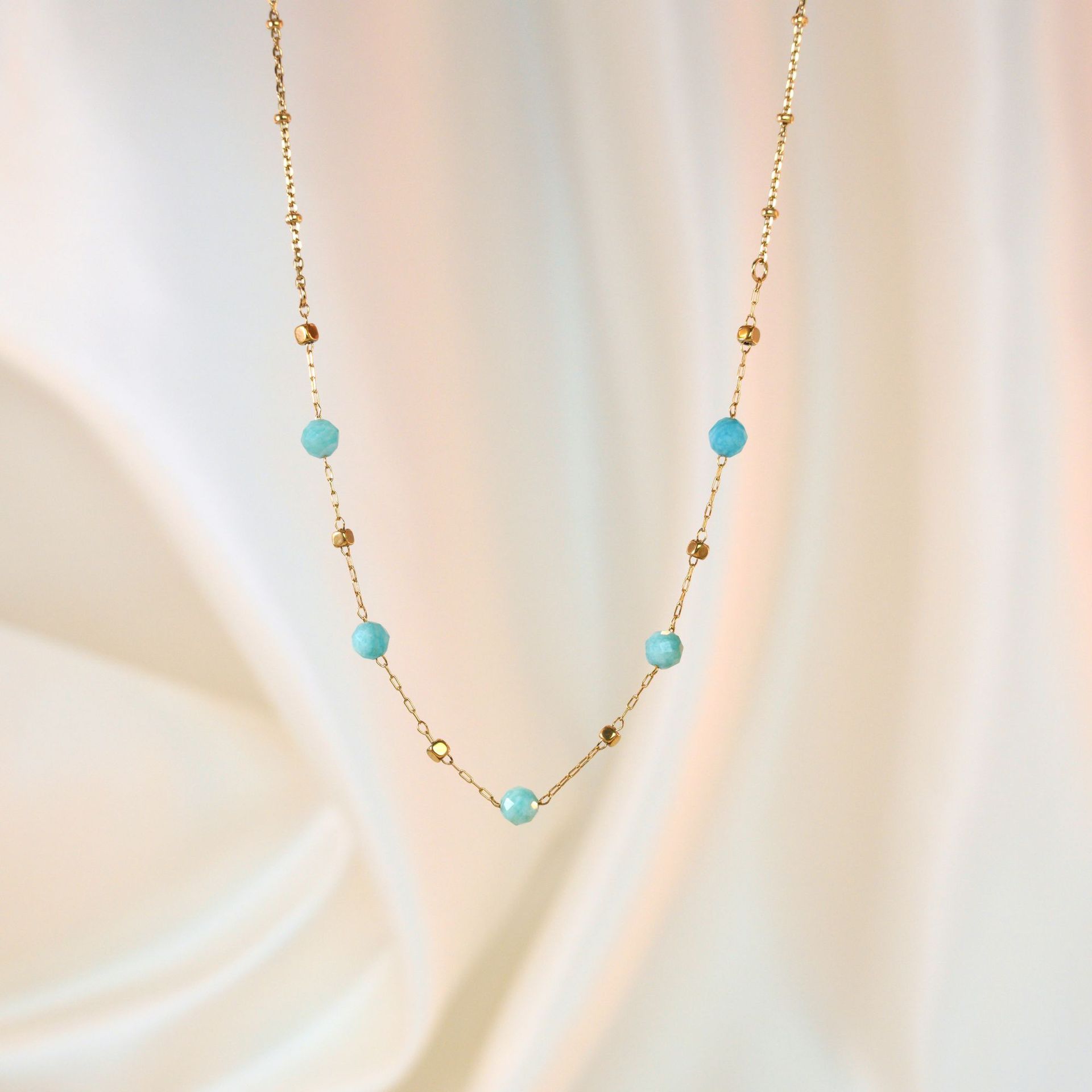 1 Piece Quantity Simple Style Geometric Natural Stone Titanium Steel Necklace In Bulk
