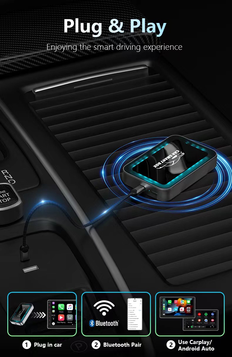 Wired to Wireless Carplay Box, Wireless Box, Android Auto Wireless Car Video Box