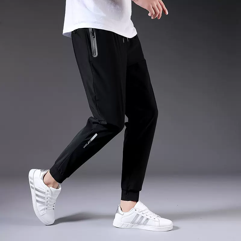 男式运动裤轻薄夏季新款潮牌冰丝透气休闲裤男大码宽松长裤子批发