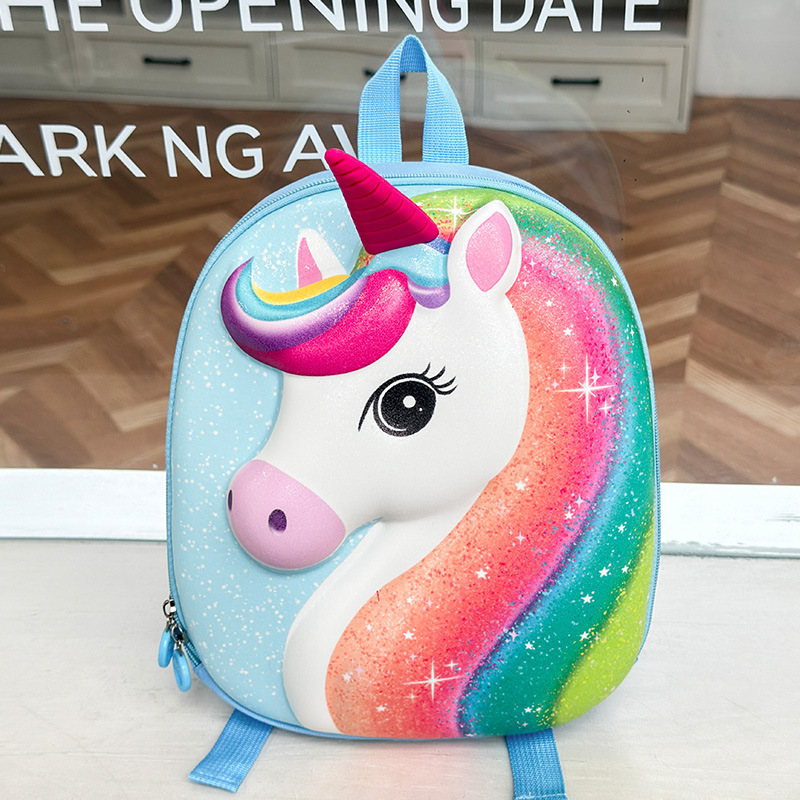 Caricatura encantadora arco iris pony, mochila de niños y niñas, mochila de estudiantes de cáscara de huevo, nueva mochila infantil transfronteriza