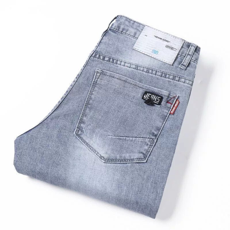 Spring and Autumn New Jeans Men's Korean-style Stretch Slim-fit Straight Casual Trousers Sports Stitching Skinny Pants