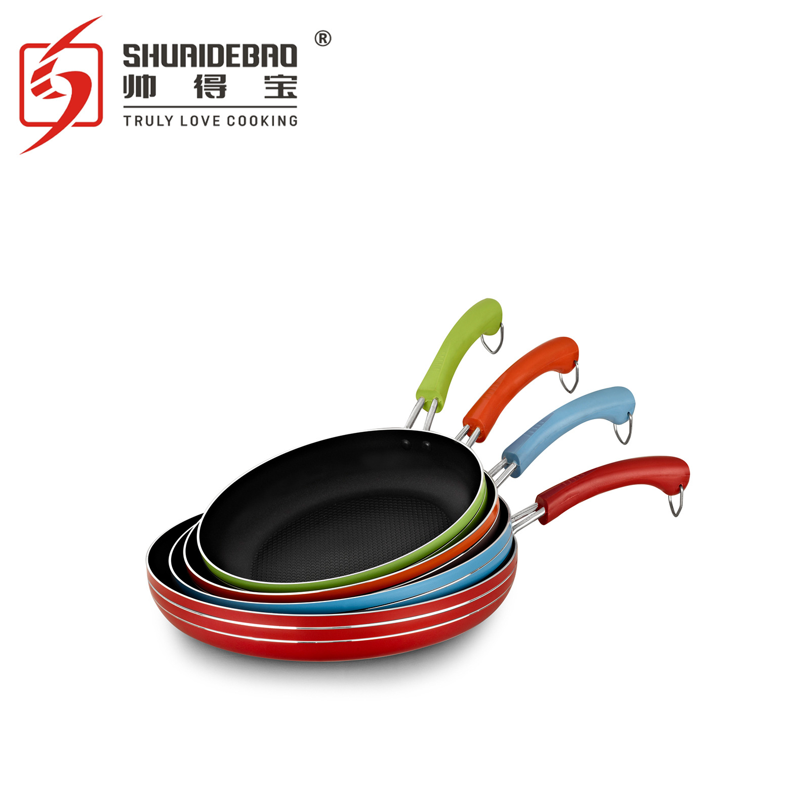 [20-28cm] Mini color sartén antiadherente anti-escaldado doble fondo sartén conjunto de cinco piezas sartén