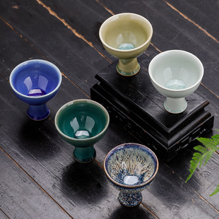 Ceramic Goblet, Kung Fu Tea Cup, Water Purification Tall Cup, Tea Tasting Master Cup, Crackle Glaze Celadon Tea Cup, Cross-Border