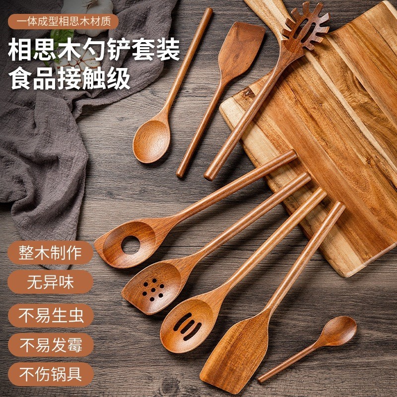 Acacia madera pala no pegajosa pala pala de verduras pala de madera sólida pala de ensalada pala de arroz pala de cocina set